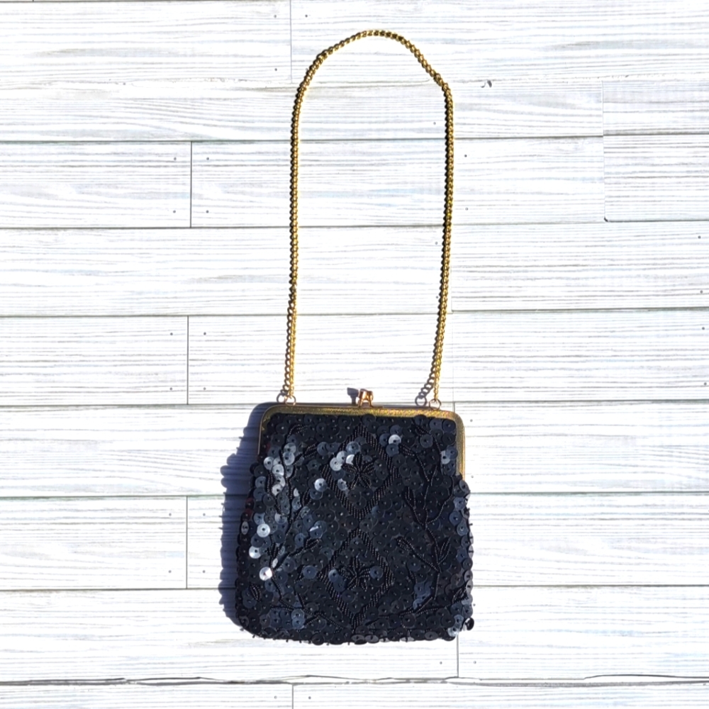 Vintage Black Sequin Purse
